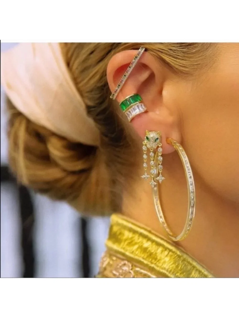 Melinda Maria Gold Panthere Crystal Earrings_2